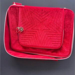 Estee Lauder Makeup Cosmetic Bag TRAIN CASE RED Velvet